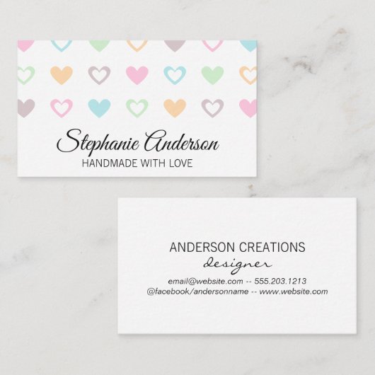 Cute Heart Pattern Visitekaartje (Voorkant / Achterkant)