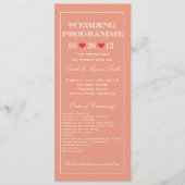 Cute Heart Peach Wedding Program Programmakaart (Voorkant)