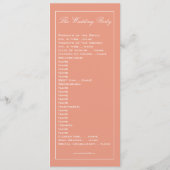 Cute Heart Peach Wedding Program Programmakaart (Achterkant)