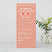 Cute Heart Peach Wedding Program Programmakaart (Staand voorkant)