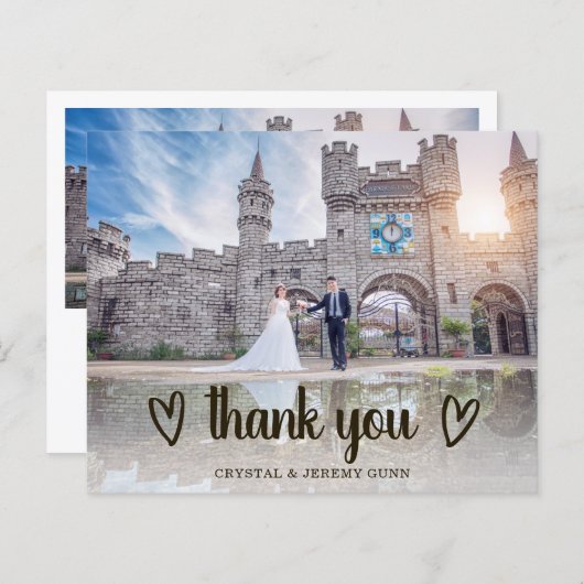 Cute Heart Photo Budget Weddenschap Hartelijk dank (Voorkant / Achterkant)