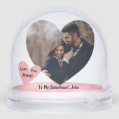 Cute Heart Photo Love Valentine's Day Couple  Sneeuwbol (Achterkant)