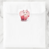 Cute Heart Pink Llama Valentijn Vierkante Sticker (Tas)