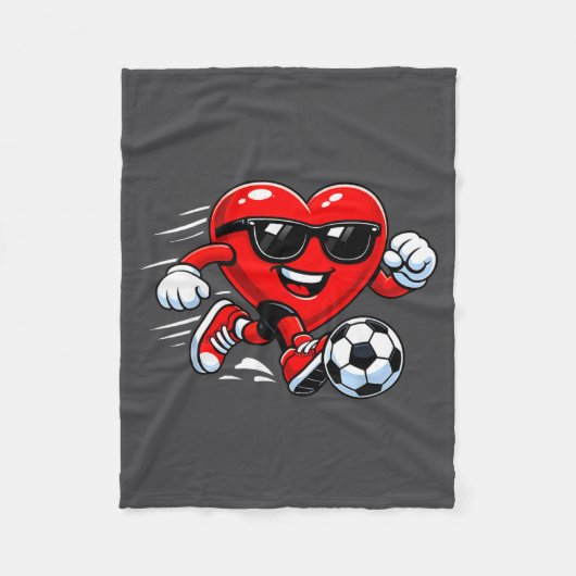 Cute Heart Playing Soccer Valentines Day Soccer Bo Fleece Deken (Voorkant)