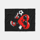 Cute Heart Playing Soccer Valentines Day Soccer Bo Fleece Deken (Voorkant (Horizontaal))