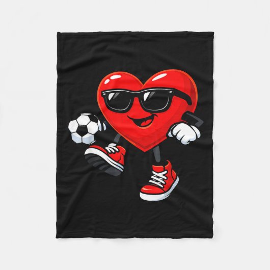 Cute Heart Playing Soccer Valentines Day Soccer Bo Fleece Deken (Voorkant)