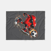 Cute Heart Playing Soccer Valentines Day Soccer Bo Fleece Deken (Voorkant (Horizontaal))