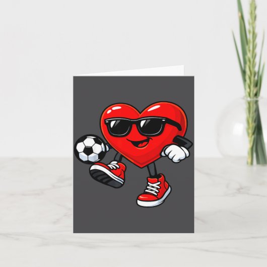 Cute Heart Playing Soccer Valentines Day Soccer Bo Kaart (Voorkant)
