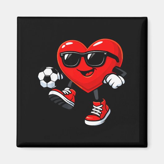 Cute Heart Playing Soccer Valentines Day Soccer Bo Magneet (Voorkant)