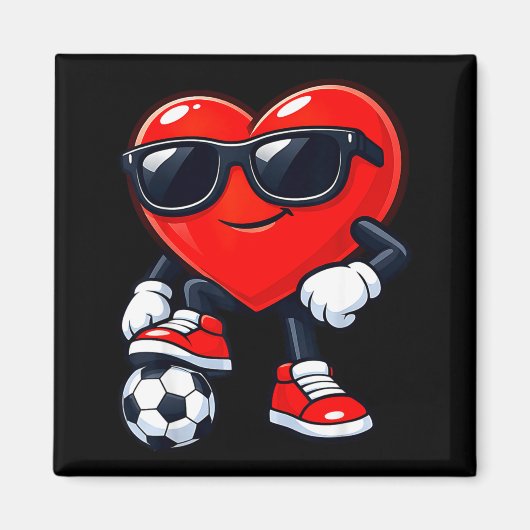 Cute Heart Playing Soccer Valentines Day Soccer Bo Magneet (Voorkant)
