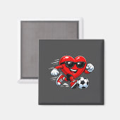 Cute Heart Playing Soccer Valentines Day Soccer Bo Magneet (Voorkant / Achterkant)