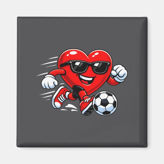 Cute Heart Playing Soccer Valentines Day Soccer Bo Magneet (Voorkant)
