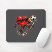Cute Heart Playing Soccer Valentines Day Soccer Bo Muismat (Met muis)