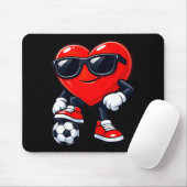 Cute Heart Playing Soccer Valentines Day Soccer Bo Muismat (Met muis)