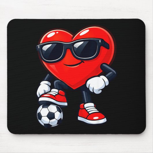 Cute Heart Playing Soccer Valentines Day Soccer Bo Muismat (Voorkant)