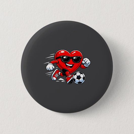 Cute Heart Playing Soccer Valentines Day Soccer Bo Ronde Button 5,7 Cm (Voorkant)