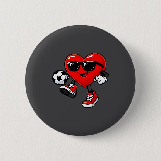 Cute Heart Playing Soccer Valentines Day Soccer Bo Ronde Button 5,7 Cm (Voorkant)