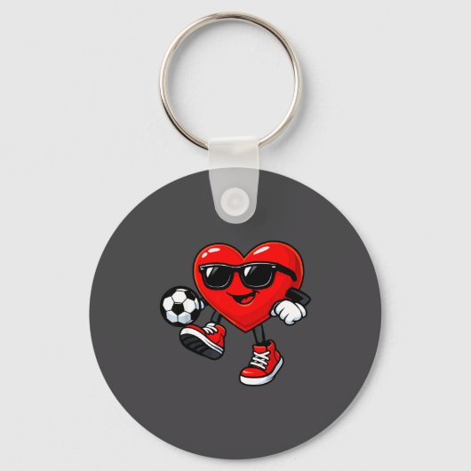 Cute Heart Playing Soccer Valentines Day Soccer Bo Sleutelhanger (Voorkant)