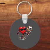 Cute Heart Playing Soccer Valentines Day Soccer Bo Sleutelhanger (Voorkant)