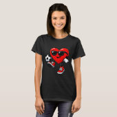 Cute Heart Playing Soccer Valentines Day Soccer Bo T-shirt (Voorkant volledig)