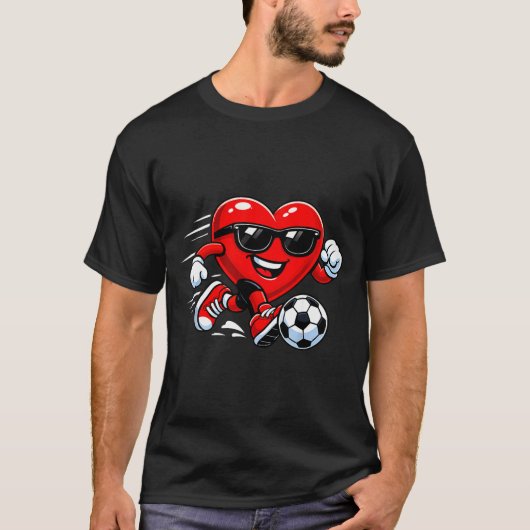 Cute Heart Playing Soccer Valentines Day Soccer Bo T-shirt (Voorkant)