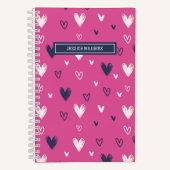Cute Heart Potlood Stoodle Pattern Sweet Love Pink Notitieboek (Voorkant)