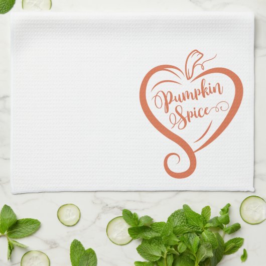 Cute Heart Pumpkin Spice Sinaasappel Theedoek (Gevouwen)