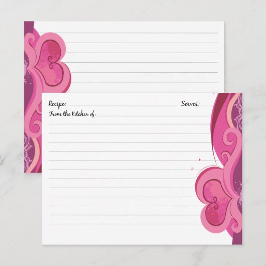 Cute Heart Recipe-kaarten Briefkaart (Voorkant / Achterkant)