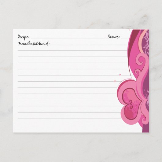 Cute Heart Recipe-kaarten Briefkaart (Voorkant)
