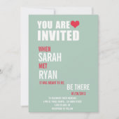 Cute Heart Red & Green Wedding Invitations Kaart (Voorkant)