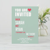 Cute Heart Red & Green Wedding Invitations Kaart (Staand voorkant)
