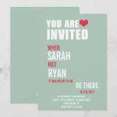 Cute Heart Red & Green Wedding Invitations Kaart (Voorkant / Achterkant)