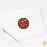 Cute Heart Script Romantic Burgundy Red Wedding Ronde Sticker<br><div class="desc">Cute love hartscript bruiloft stickers</div>