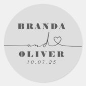 Cute Heart Script Romantic Wedding Ronde Sticker (Voorkant)