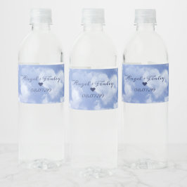 Cute Heart Shaped Cloud & Blue Sky Elegant Wedding Waterfles Etiket