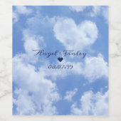 Cute Heart Shaped Cloud & Blue Sky Elegant Wedding Wijn Etiket (Enkel label)