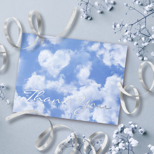 Cute Heart Shaped Cloud Blue Sky Weddenschap Harte Folie Feestdagen Briefkaart