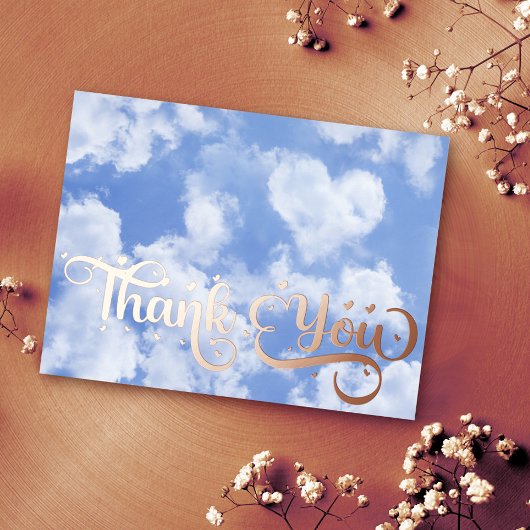 Cute Heart Shaped Cloud Blue Sky Weddenschap Harte Folie Feestdagen Briefkaart