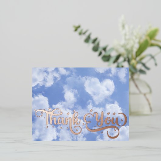 Cute Heart Shaped Cloud Blue Sky Weddenschap Harte Folie Feestdagen Briefkaart (Staand Voorkant)