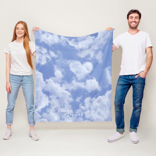 Cute Heart Shaped Cloud in Blue Sky Cheful Happy Fleece Deken (In situ)