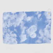 Cute Heart Shaped Cloud in Blue Sky Cheful Happy Golfhanddoek (Horizontaal)