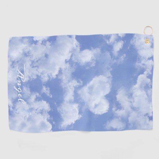 Cute Heart Shaped Cloud in Blue Sky Cheful Happy Golfhanddoek (Horizontaal)