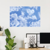 Cute Heart Shaped Cloud in Blue Sky Cheful Happy Poster (Thuiskantoor)
