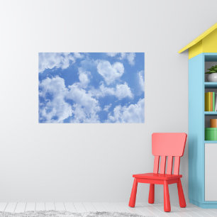 Cute Heart Shaped Cloud in Blue Sky Cheful Happy Poster