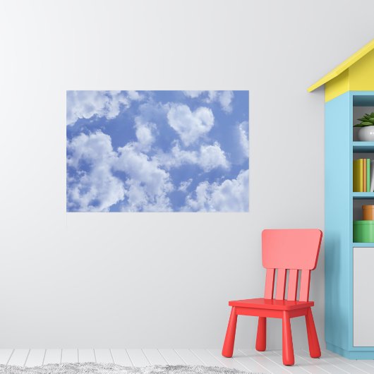 Cute Heart Shaped Cloud in Blue Sky Cheful Happy Poster (Kinderkamer 1)