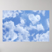 Cute Heart Shaped Cloud in Blue Sky Cheful Happy Poster (Voorkant)
