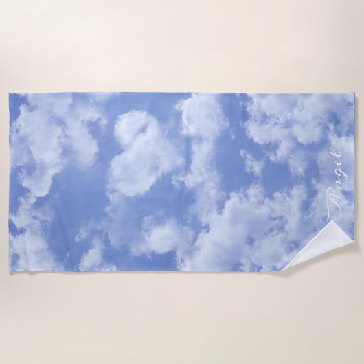 Cute Heart Shaped Cloud in Blue Sky Cheful Happy Strandlaken (Voorkant)