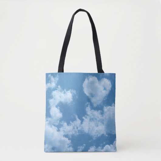 Cute Heart Shaped Cloud in Blue Sky Cheful Happy Tote Bag (Voorkant)