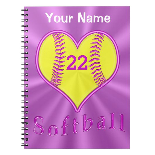 Cute Heart Shaped Softball-laptop - Aangepast Notitieboek (Voorkant)