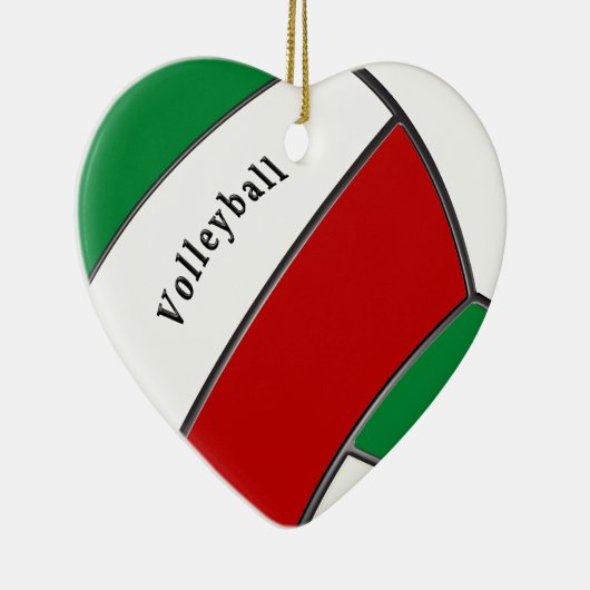 Cute Heart Shaped Volleyball Kerstannament Keramisch Ornament (Rechts)